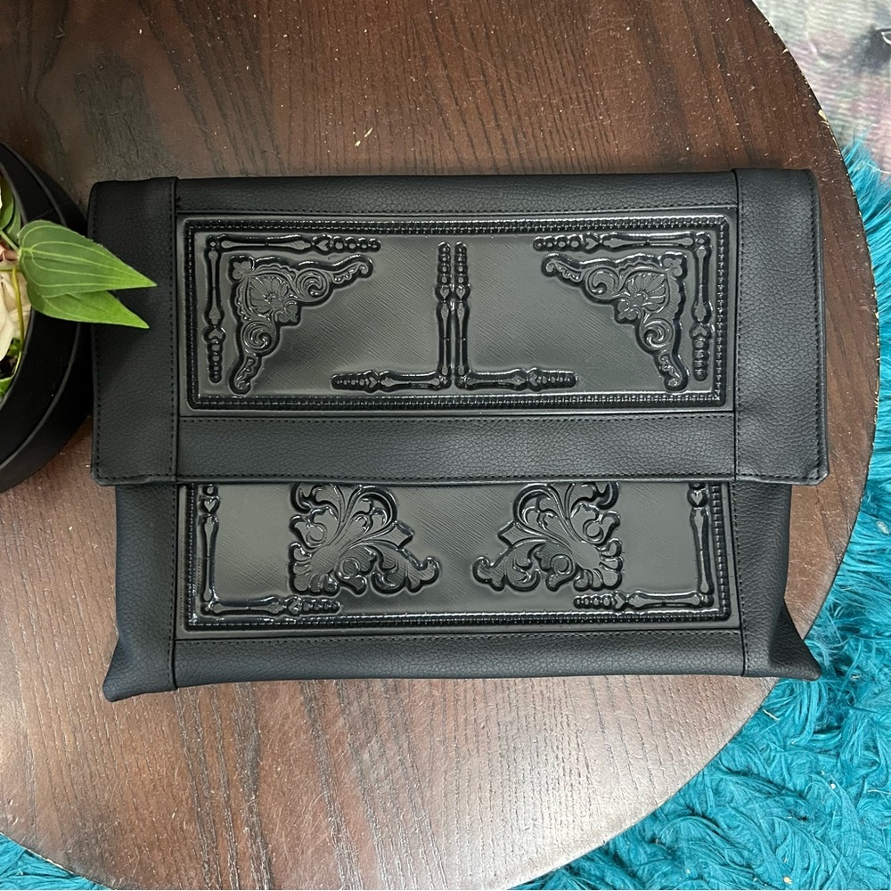 MeDusa Clutch Purse Bag Black Faux Leather